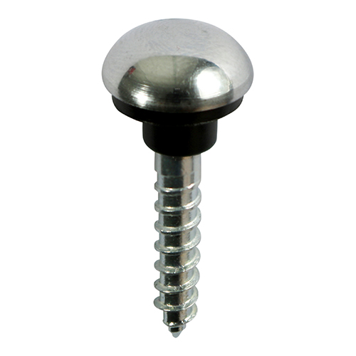 MIRROR SCREW - CHROME DOME CAP (WITH RUBBER WASHER) 8G X 2"