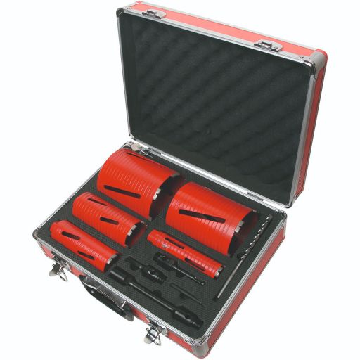 TRADE DRY DIAMOND CORE DRILL BOX SET (38,52,65,117,127 X 165MM + ACCESSORIES)