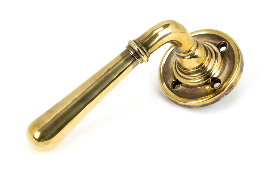 FTA 50091 AGED BRASS NEWBURY LEVER ON ROSE SET - UNSPRUNG