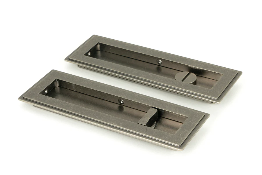 FTA 50174 PEWTER 175MM ART DECO RECTANGULAR PULL - PRIVACY SET