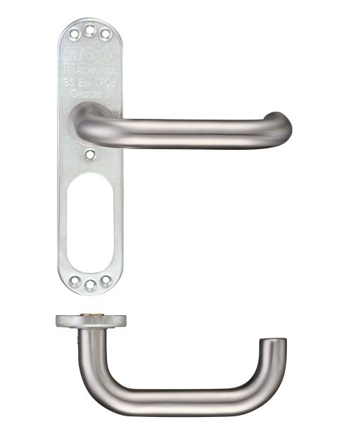 LEVER HANDLE - RETURN TO DOOR 19MM SATIN S/STEEL 180 X 45MM (ON INNER SHORT PLATE)