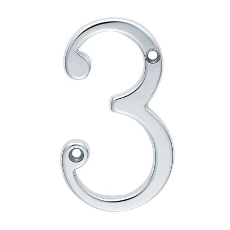 ARCHITECTURAL FACE-FIX NUMERAL 76MM (3") NO.3 SATIN CHROME