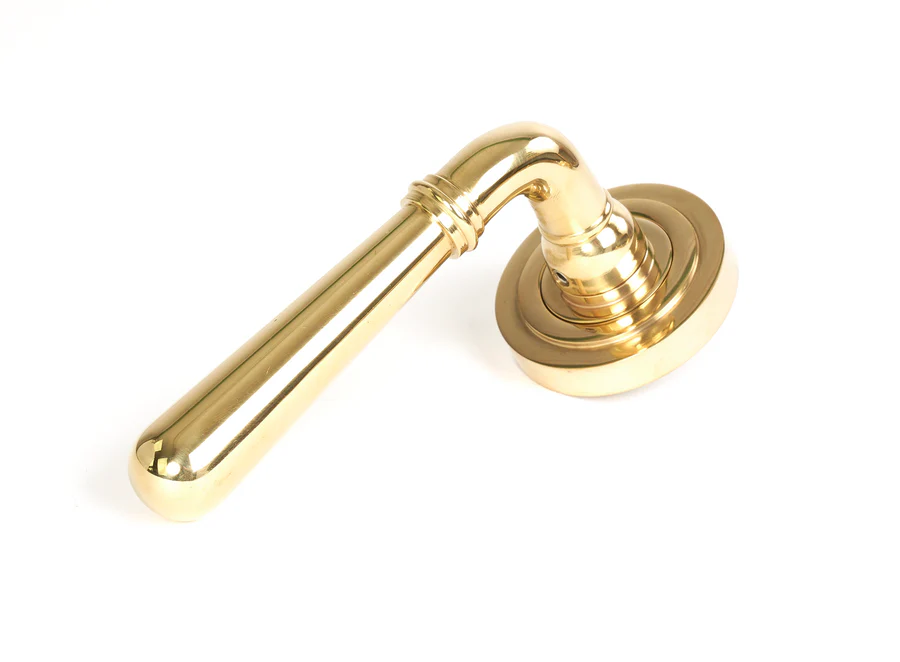 FTA 50621 POLISHED BRASS NEWBURY LEVER ON ROSE SET (ART DECO) - UNSPRUNG
