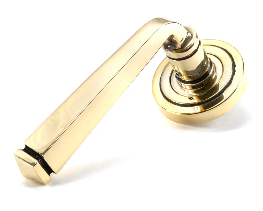 FTA 45612 AGED BRASS AVON ROUND LEVER ON ROSE SET (ART DECO)