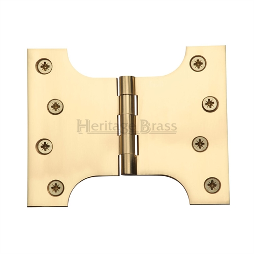 SOLID DRAWN PARLIAMENT HINGE 4" X 5" POLISHED BRASS (PAIR)