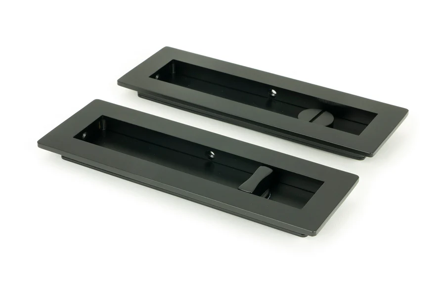 FTA 50212 MATT BLACK 175MM PLAIN RECTANGULAR PULL - PRIVACY SET