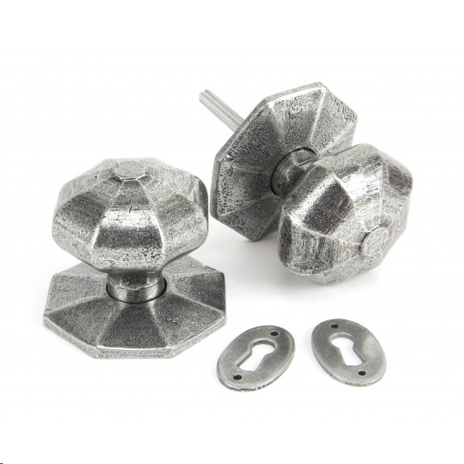 FTA 33066 PEWTER LARGE OCTAGONAL MORTICE/RIM KNOB SET