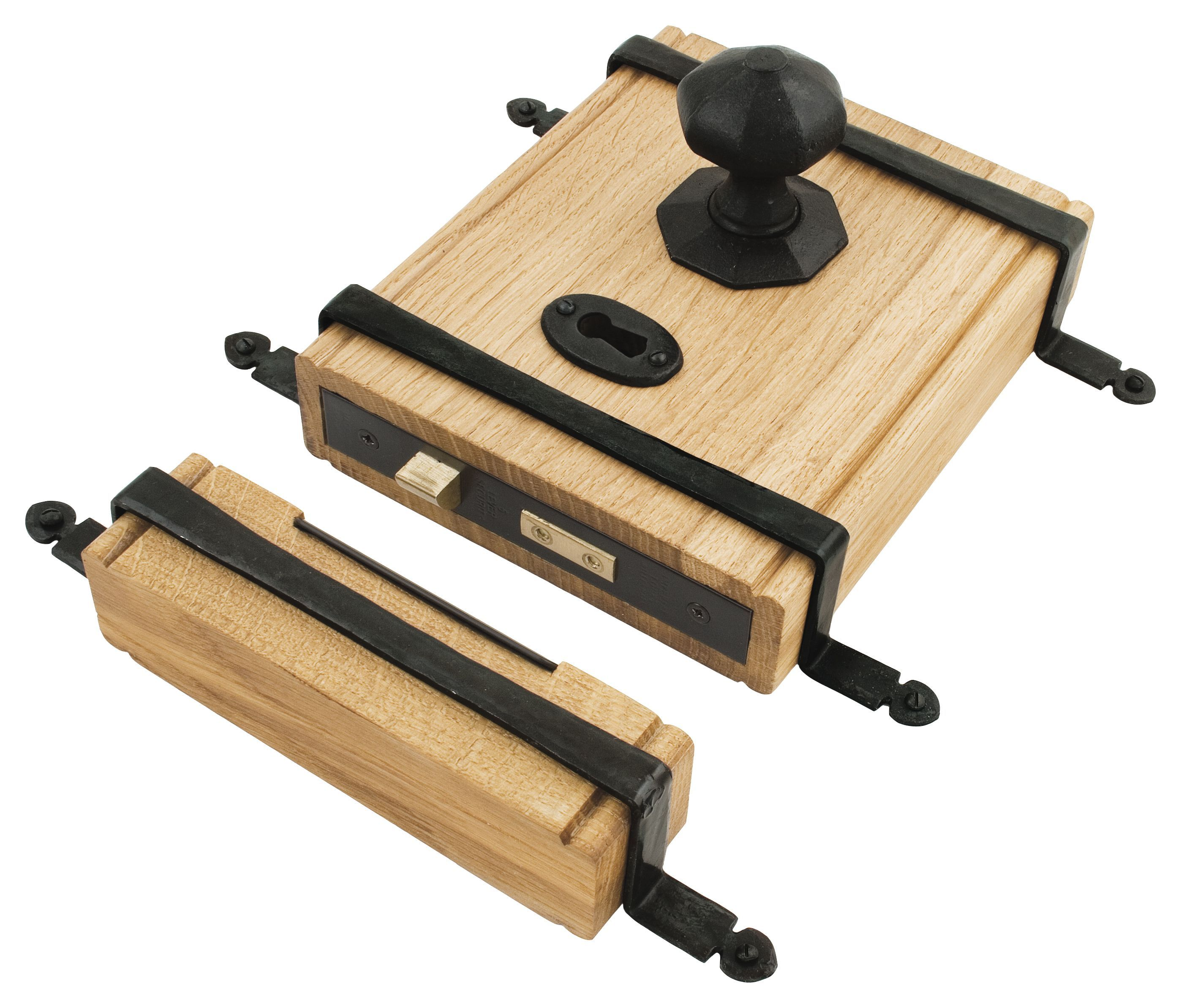 FTA 33005 BLACK OAK BOX LOCK & OCTAGONAL KNOB SET