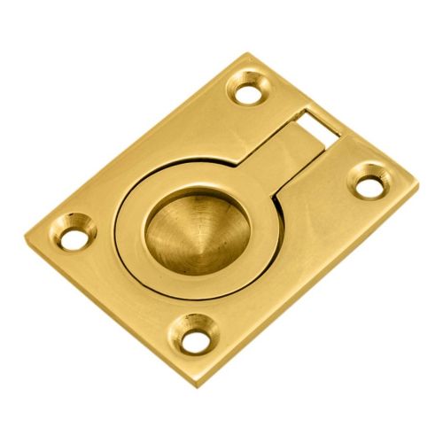 FLUSH RING PULL 63 X 50MM POLISHED BRASS