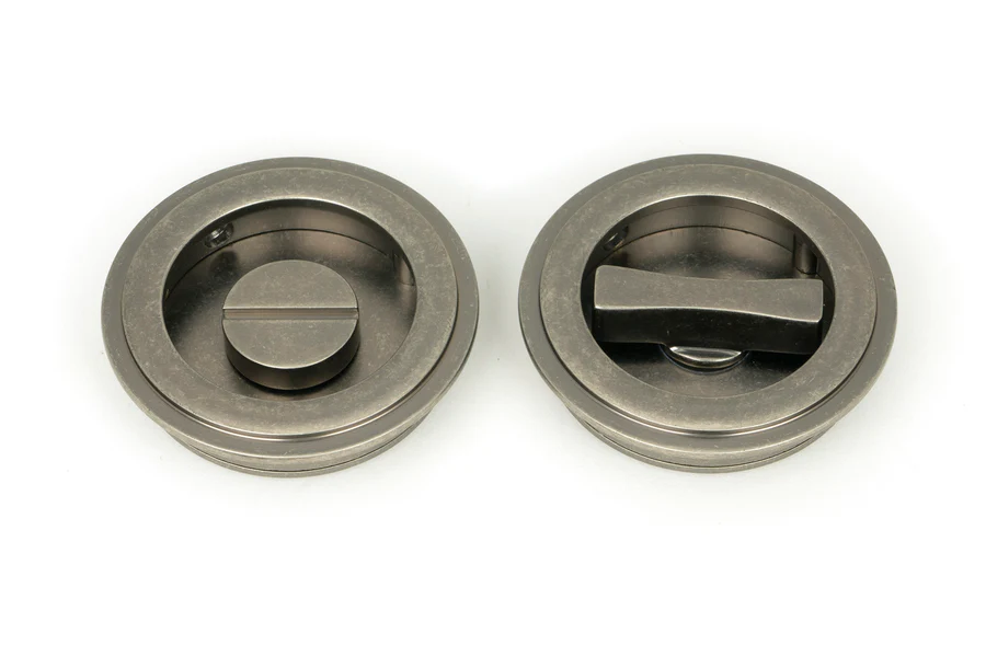 FTA 50183 PEWTER 75MM ART DECO ROUND PULL - PRIVACY SET