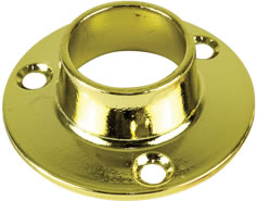 WARDROBE RAIL END SOCKET 25MM BRASS