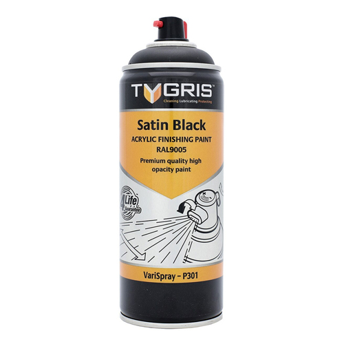 PREMIUM QUALITY HIGH OPACITY SPRAY PAINT - SATIN BLACK 400ML AEROSOL