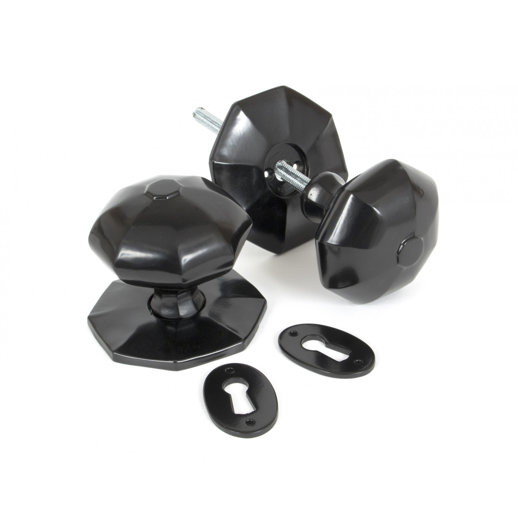 FTA 33065 BLACK LARGE OCTAGONAL MORTICE/RIM KNOB SET