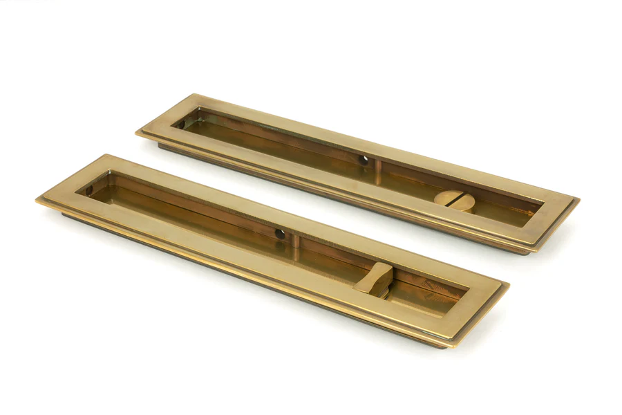 FTA 48309 AGED BRASS 250MM ART DECO RECTANGULAR PULL - PRIVACY SET