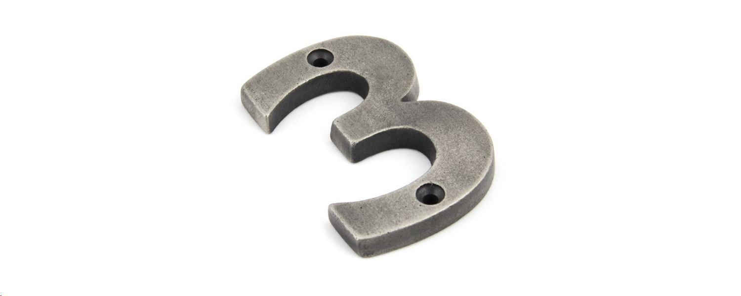 FTA 83733 ANTIQUE PEWTER NUMERAL 3