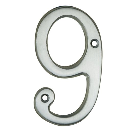 ARCHITECTURAL FACE-FIX NUMERAL 76MM (3") NO.6/9 SATIN CHROME