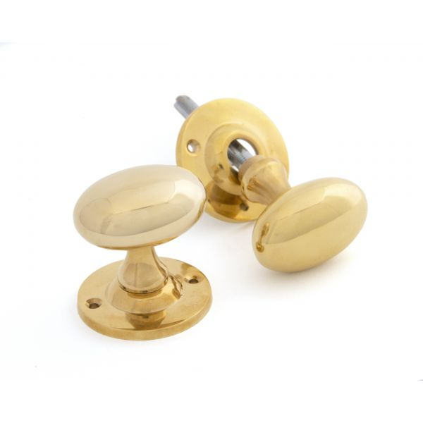 FTA 83627 POLISHED BRASS OVAL MORTICE/RIM KNOB SET