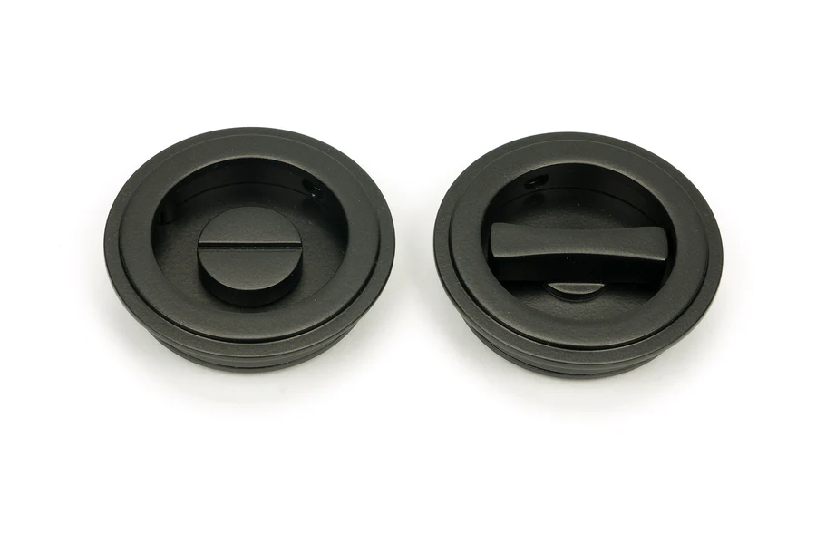 FTA 50128 AGED BRONZE 60MM ART DECO ROUND PULL - PRIVACY SET